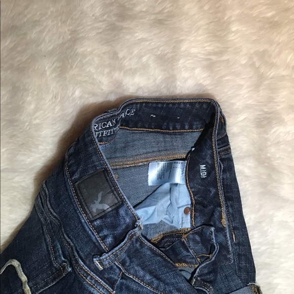 American eagle blue super stretch midi shorts size 2 - Picture 4 of 6